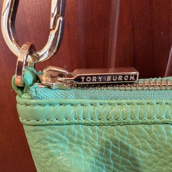 Tory Burch Green Leather Tote Bag Purse - Picture 3 of 13